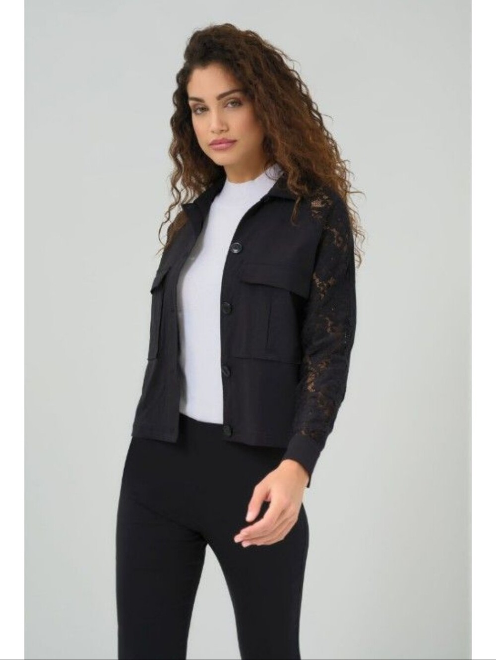Anatomie Sutton Women's Size Medium Lace Sleeve Trucker Jacket New - Picture 3 of 5
